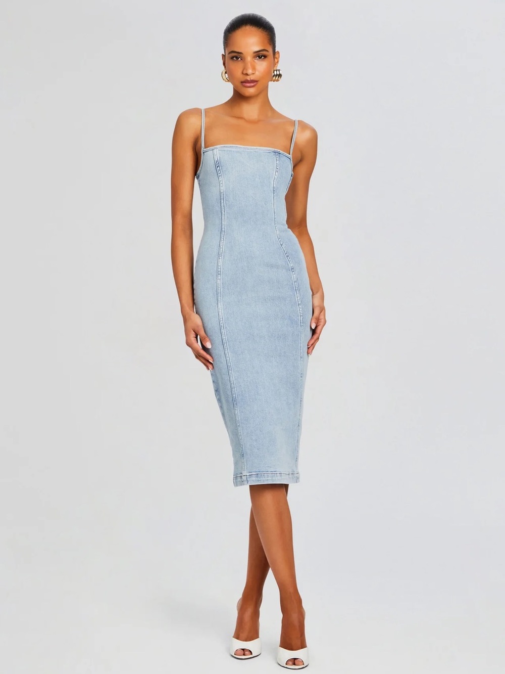 Retrofete Light Blue Denim Midi Dress